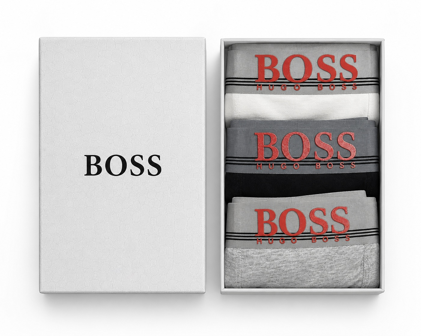 Набор мужских боксеров BOSS Cotton Stretch Boxer Briefs 3-Pack XXL Белый/Серый/Синий (HB21001.3XXL)