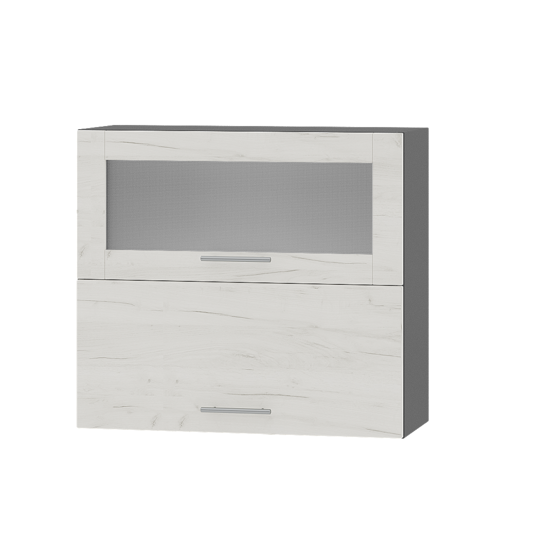 Шкаф верхний Эверест Оптима модуль Верх витрина ВВГ14-800 80х30х72 см Дуб крафт белый/Антрацит (06292)