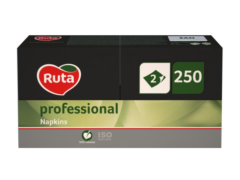 Салфетки бумажные двухслойные Ruta Professional 33х33 см 250 листов Черный
