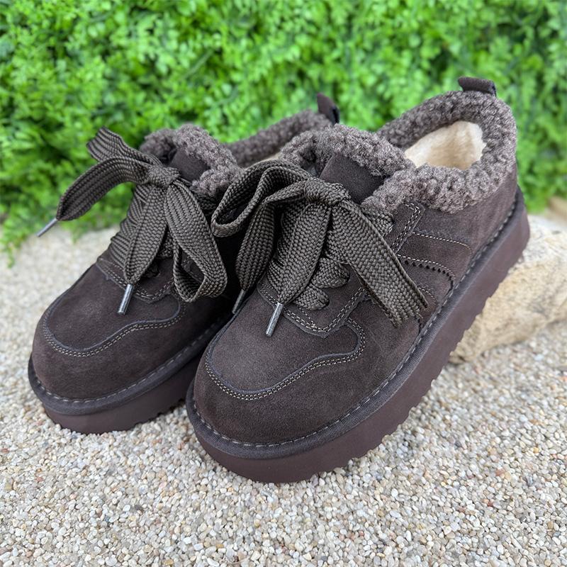 Кеди жіночі хутряні товста шнурівка Е-0050266-41 p. 41 26 см Коричневий (114475215) - фото 2