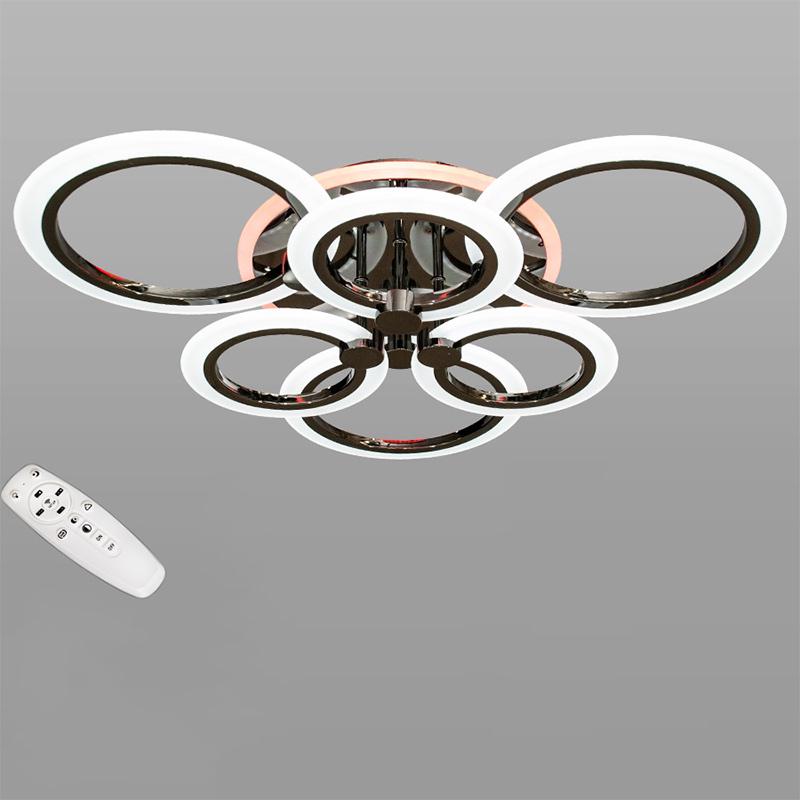 Потолочная люстра LED с диммером и подсветкой DS-AD18014/3+3BHR LED 3color dimmer 110W Черный хром