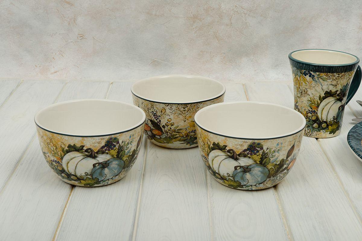 Набір піал Certified International із малюнком Гарбузів Щедрий урожай 13,3 см/4 шт. Бежевий (12528-set) - фото 9