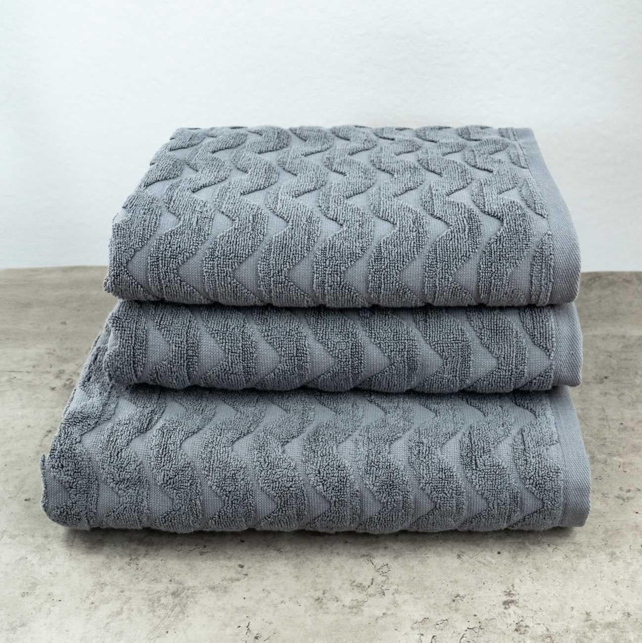 Комплект полотенец GM Textile Волна жаккардовые 3 шт. Серый (500-k-wave-grey)