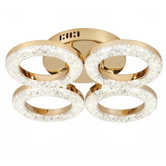 Люстра потолочная светодиодная Sirius G 2723/4 GD 64W на четыре кольцевых плафона 3000-6500К IP20 32Wx2 Золотой (00000139175)