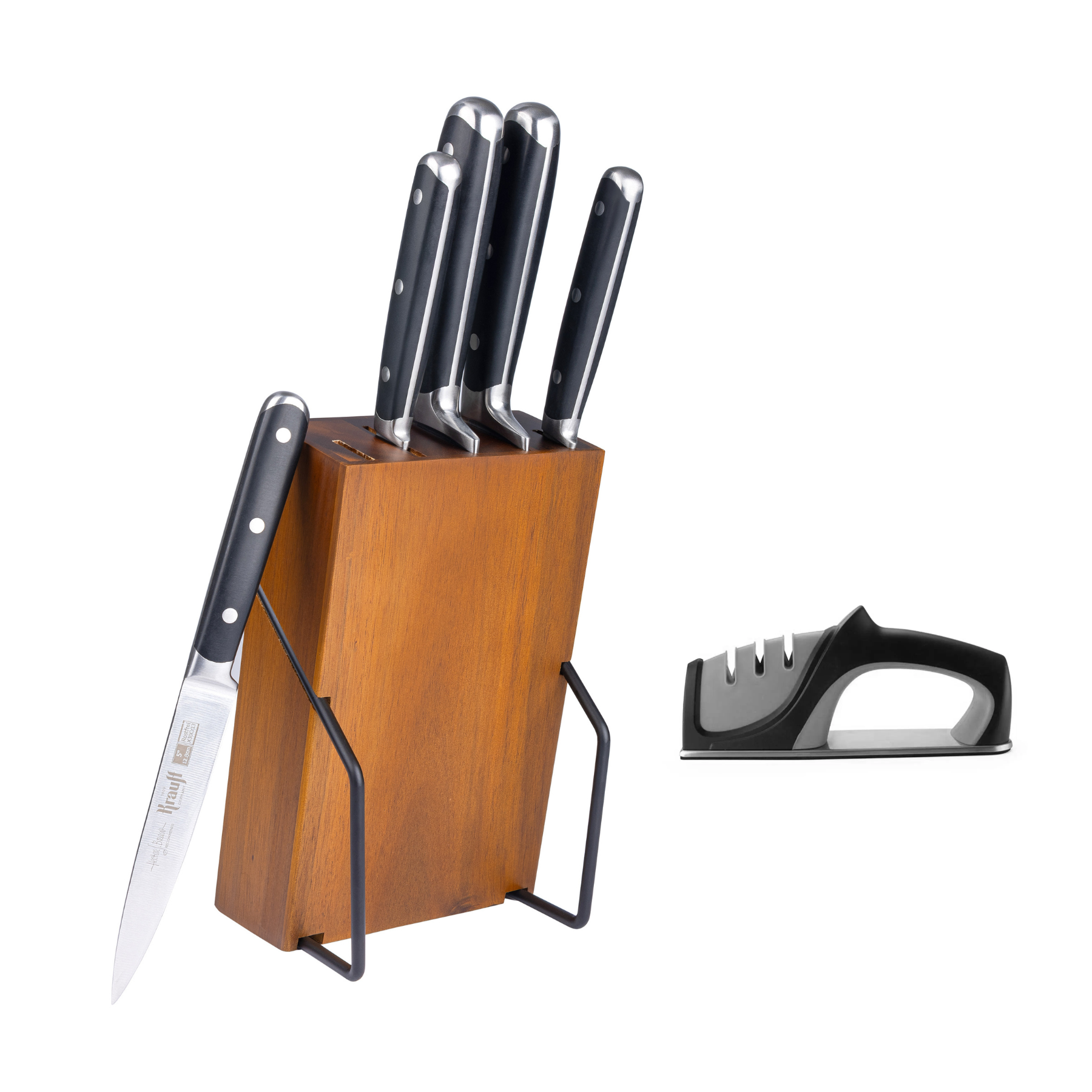 Набор ножей на подставке Krauff Prime Chef 6 предметов с кухонной доской (55-333-635)