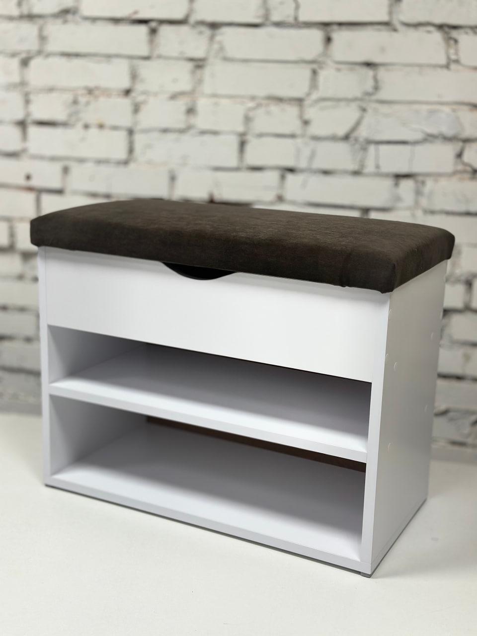 Тумба для взуття ДСП/тканина 30х80х45 см Білий/Шоколад