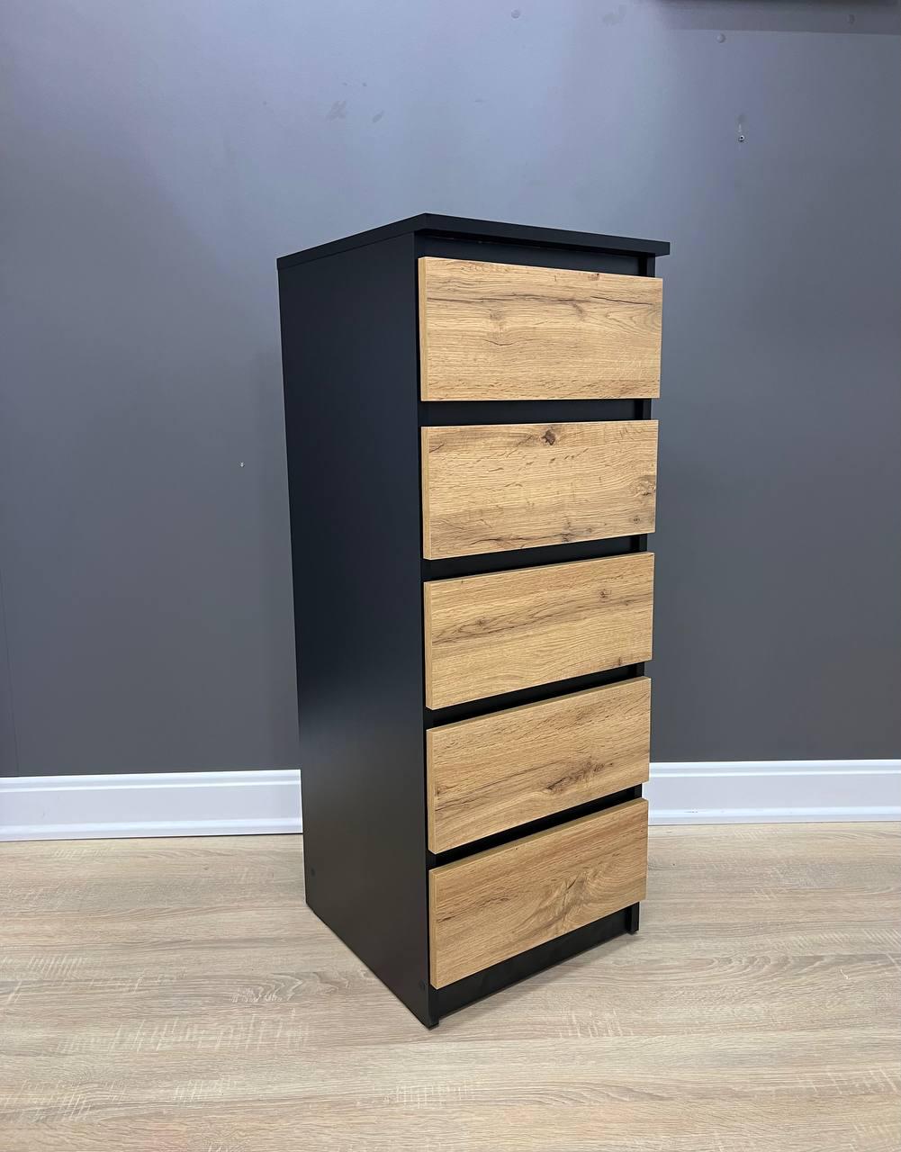 Комод Дакар 5 шухляд 400х1050х410 мм Чорний/Дуб Аппалачі - фото 1 Комод Дакар 5 шухляд 400х1050х410 мм Чорний/Дуб Аппалачі - фото 1