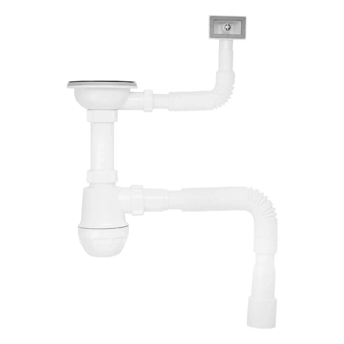 Сифон для кухонной мойки Kroner KRP KS02-1 3 1/2" х 40/50 мм с отводом для стиральной машины (CV032074)