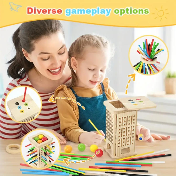 Настольная игра логическая из дерева Учим цвета и моторику с палочками и кубиком от 3 лет (826) - фото 10 Настольная игра логическая из дерева Учим цвета и моторику с палочками и кубиком от 3 лет (826) - фото 10