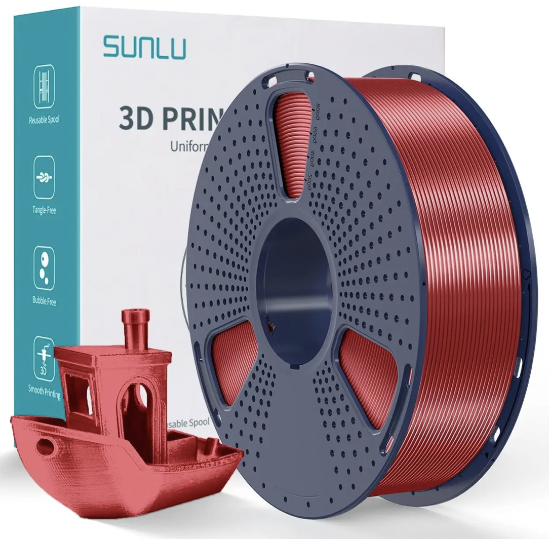 Пластик для 3D-друку SUNLU Silk PLA+ 1,75 мм 1 кг Red (09940606E)