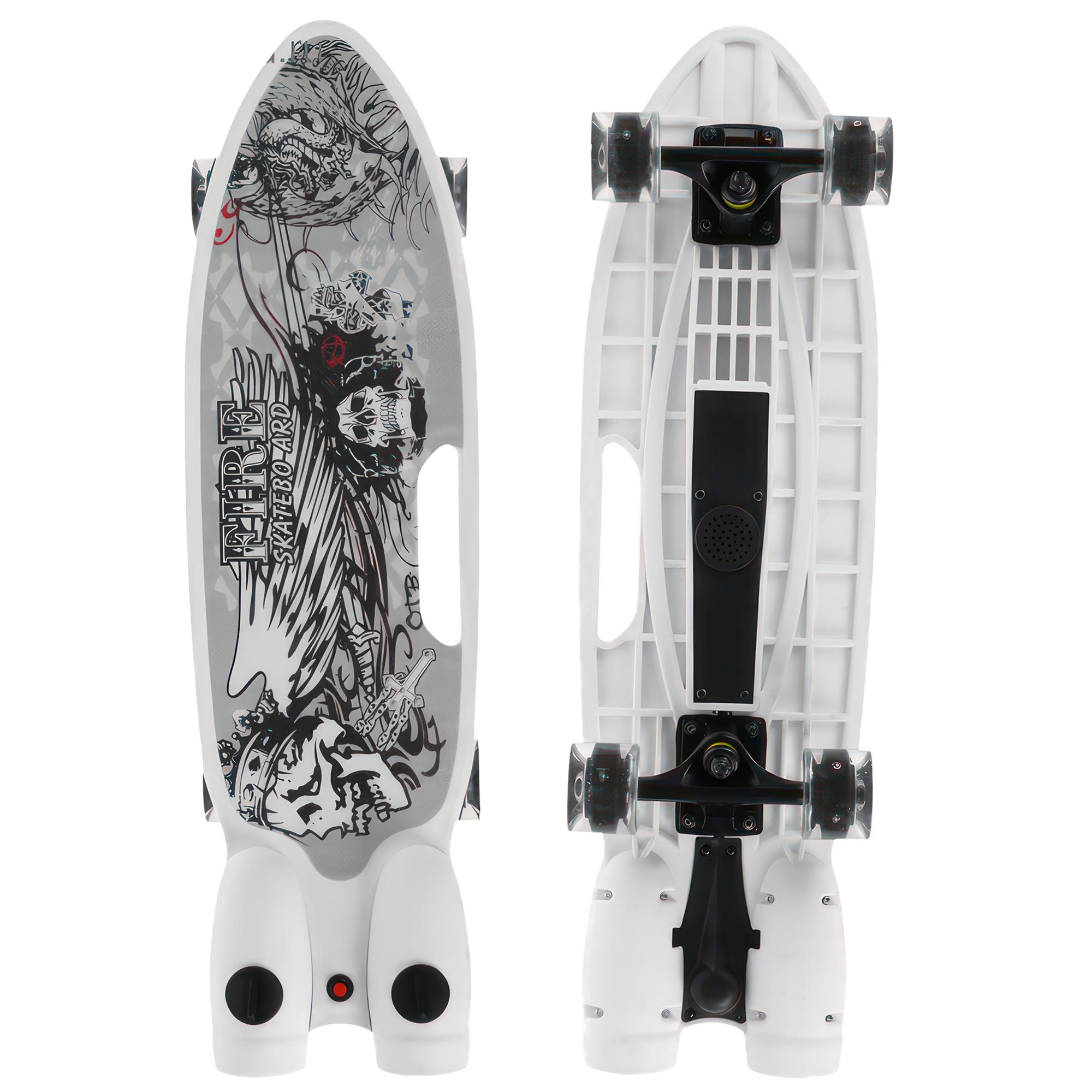 Скейтборд з ефектом диму колеса зі світловими та музичними ефектами Fire Skatebo Art Білий (НКП) - фото 3
