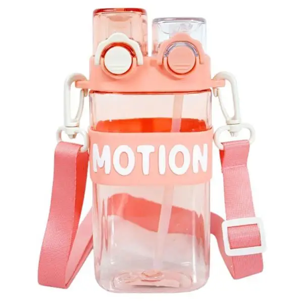 Пляшка для води з трубочкою пластикова HP-14-49P 550 мл Рожевий (A-033951)