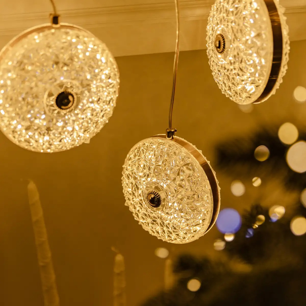 Гирлянда штора сетевая LED с объемными фигурками Бриллиант 3х0,9 м 6 ламп Теплый желтый (6L3MDIA) - фото 9