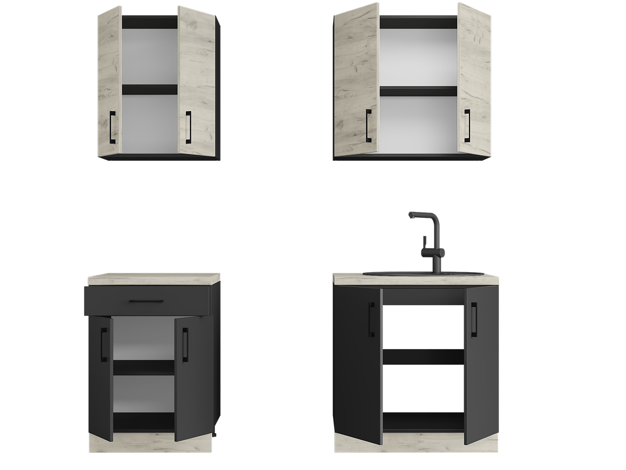 Мебель для кухни Эверест К-2 Оптима 1,9 м Крафт золотой/Антрацитовый (26007)
