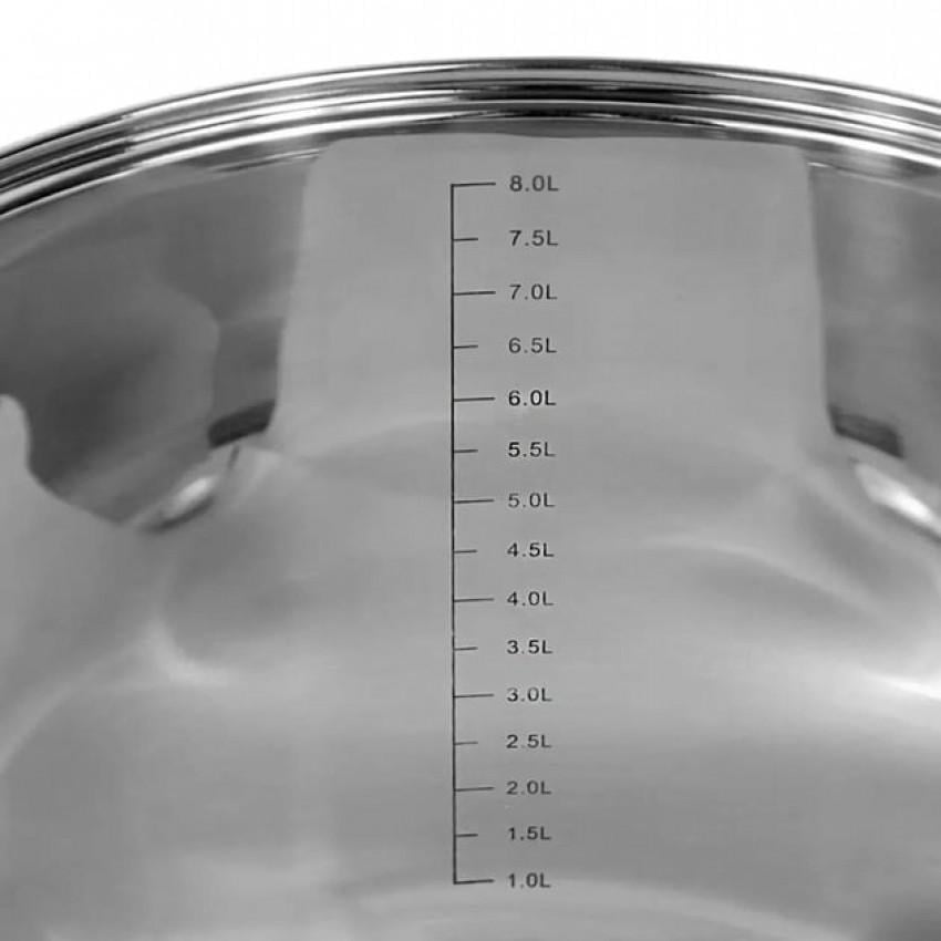 Кастрюля глубокая Kamille КМ-5403 из нержавеющей стали с мерной шкалой 8 л Стальной (150-84-5403) - фото 3 Кастрюля глубокая Kamille КМ-5403 из нержавеющей стали с мерной шкалой 8 л Стальной (150-84-5403) - фото 3
