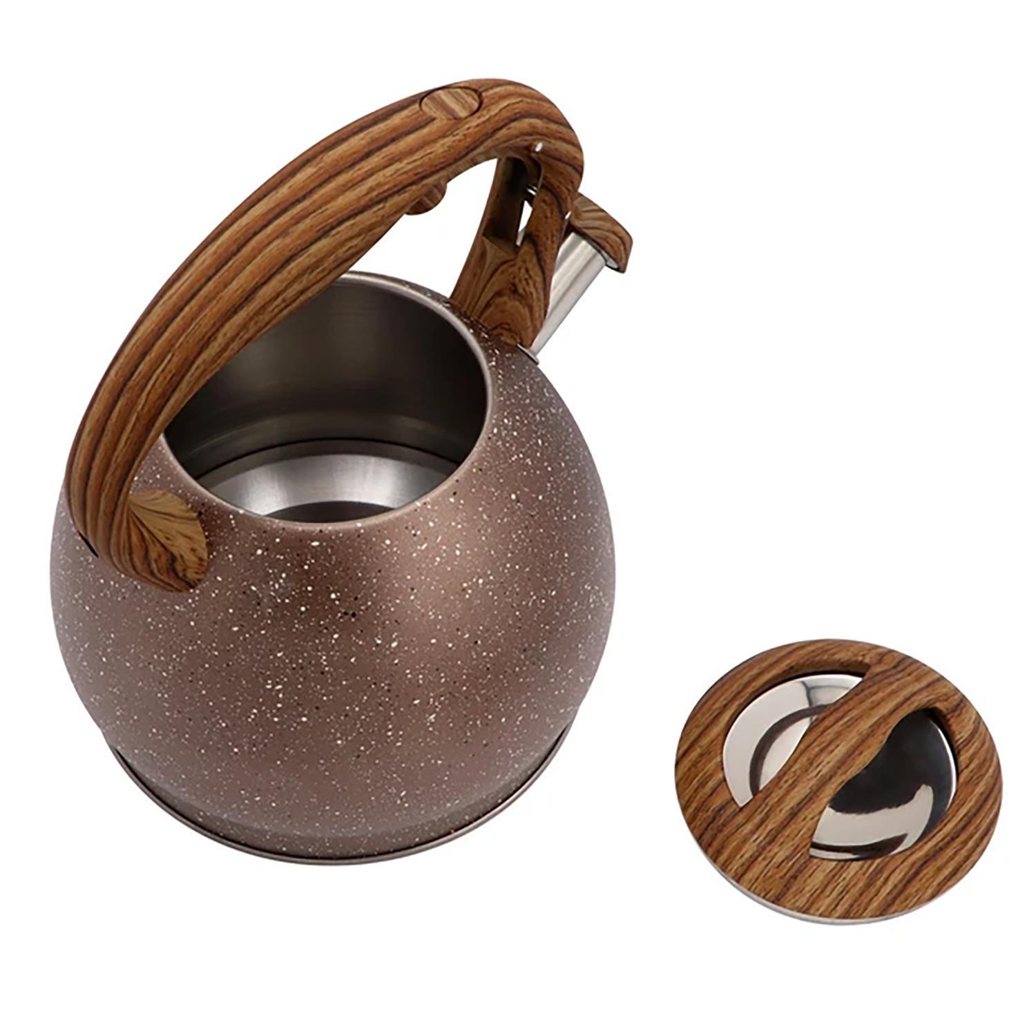 Чайны со свистком и крышкой ZAUBERG ZB 14/3 из нержавеющей стали и бакелита 3 л. Коричневый (87743) - фото 2 Чайны со свистком и крышкой ZAUBERG ZB 14/3 из нержавеющей стали и бакелита 3 л. Коричневый (87743) - фото 2