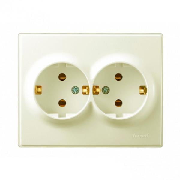 Розетка двомісна Lezard Lesya з заземленням Кремовий (00000013150)