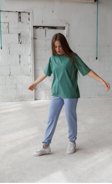 Футболка женская Vivioji Оверсайз хлопковая One size Оливковый (12948)