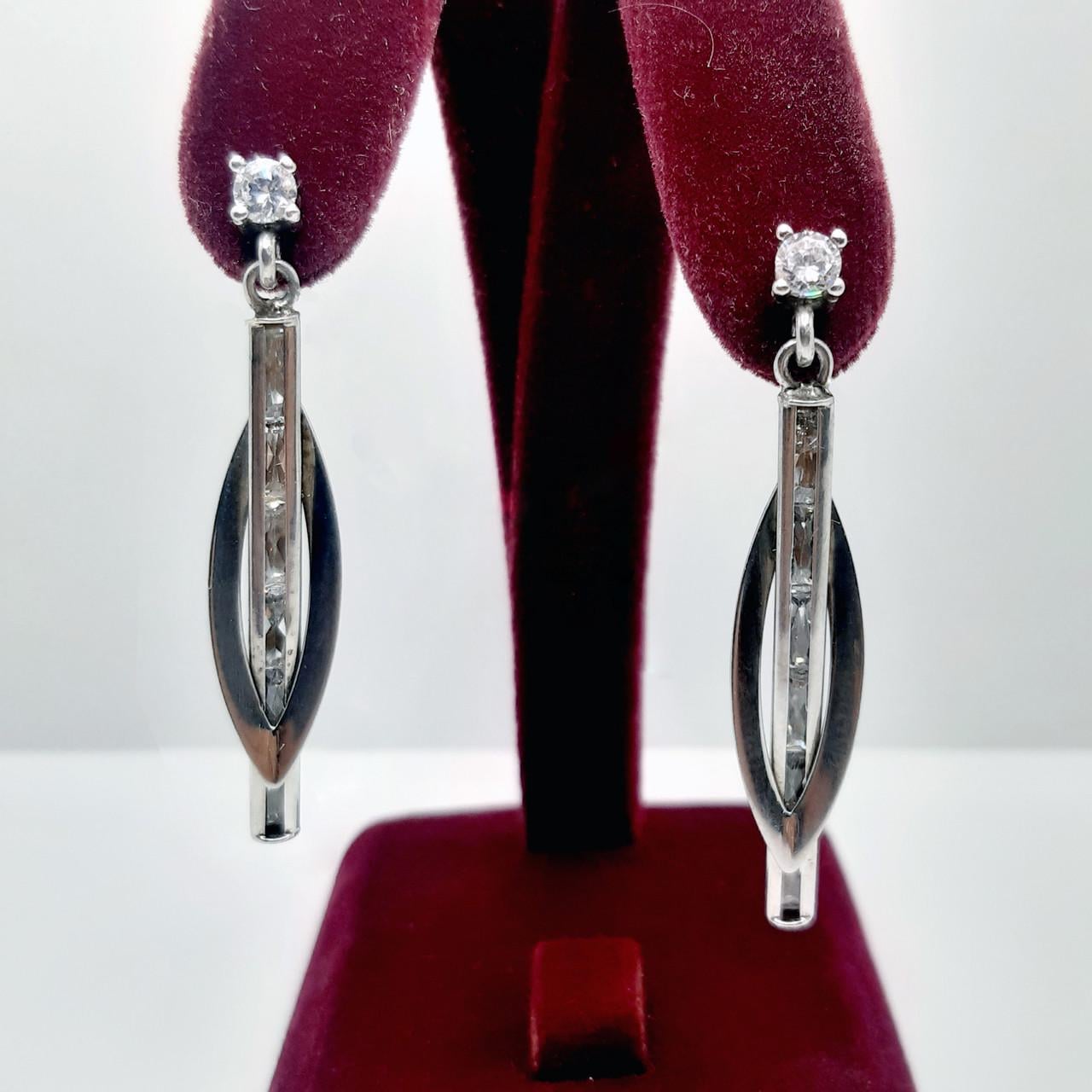 Серьги серебро пусеты висячие 925° 6,73 г (С-163)