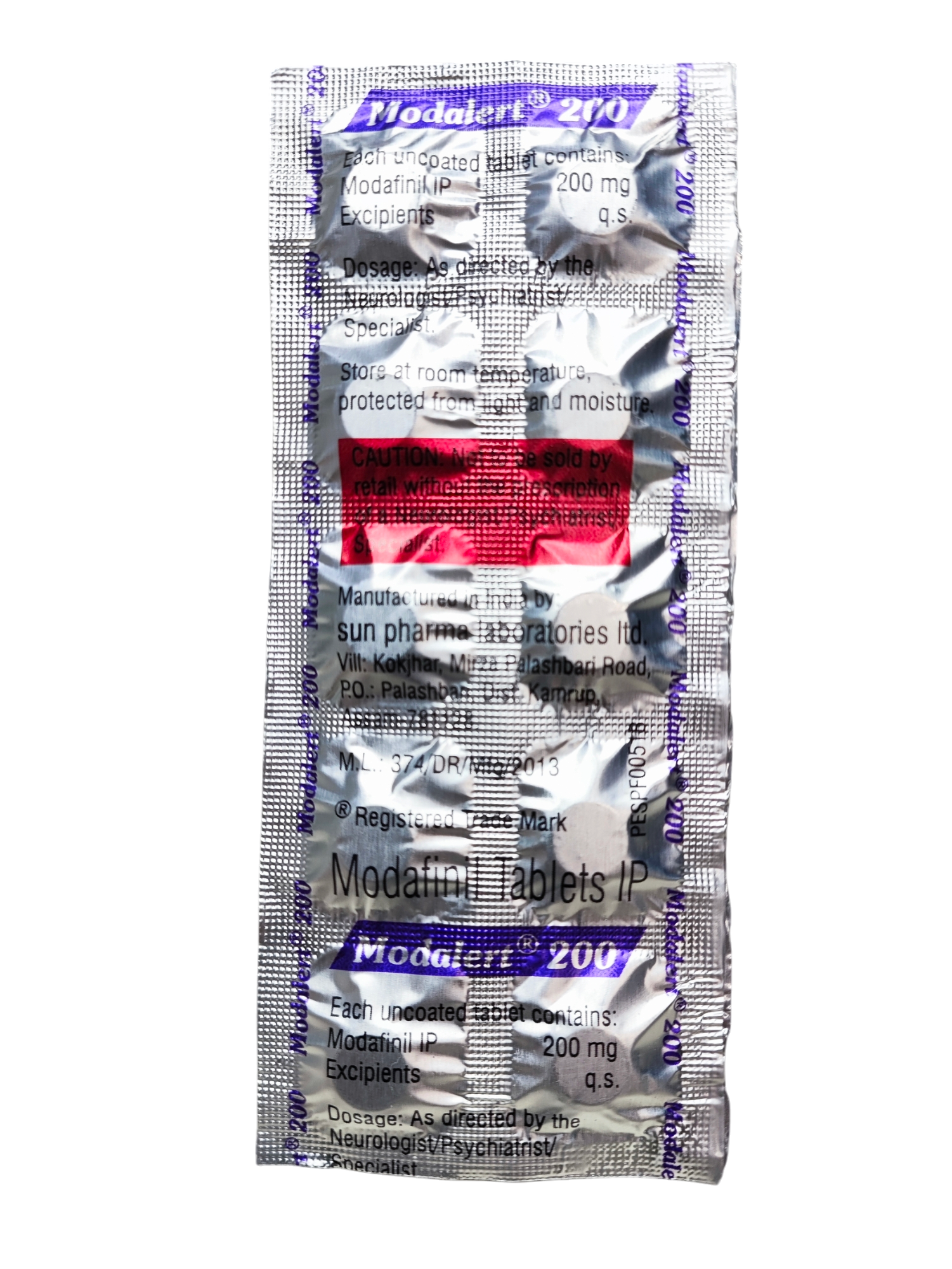 Добавка натуральная SUN Pharma Modafinil Modalert 200 мг 10 таблеток блистер