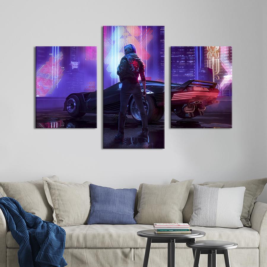 Картина для интерьера Главная героиня Киберпанк 2077 141x90 см (657-32)