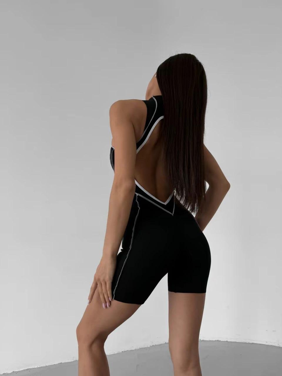 Комбінезон спортивний шви назовн без рукава йде з чашками без пуш-ап L Чорно-сірий (SJ01L) - фото 9 Комбінезон спортивний шви назовн без рукава йде з чашками без пуш-ап L Чорно-сірий (SJ01L) - фото 9