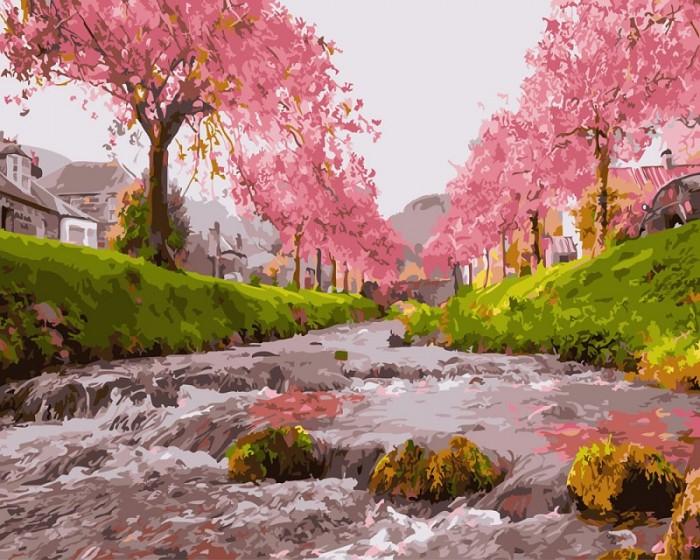 Картина по номерам Река у сакуры (GX25577)