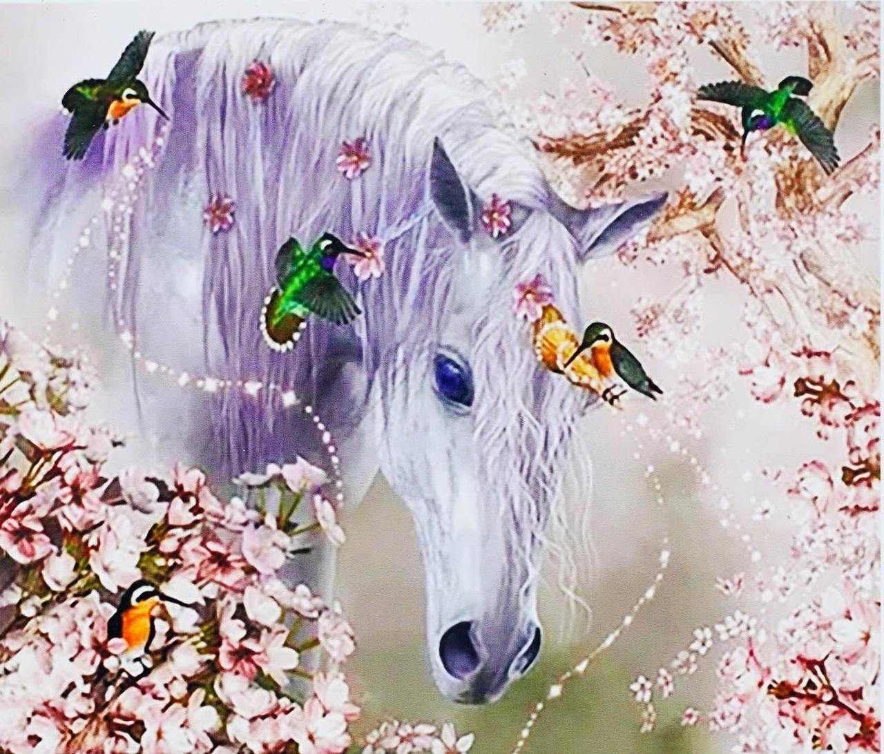 Алмазна мозаїка Єдиноріг навесні на полотні з підрамником 40х50 см (GA86355)