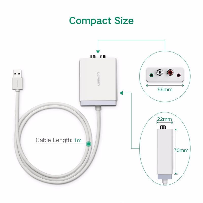 Зовнішня звукова карта Ugreen 30521 RCA 3,5 мм Білий - фото 6