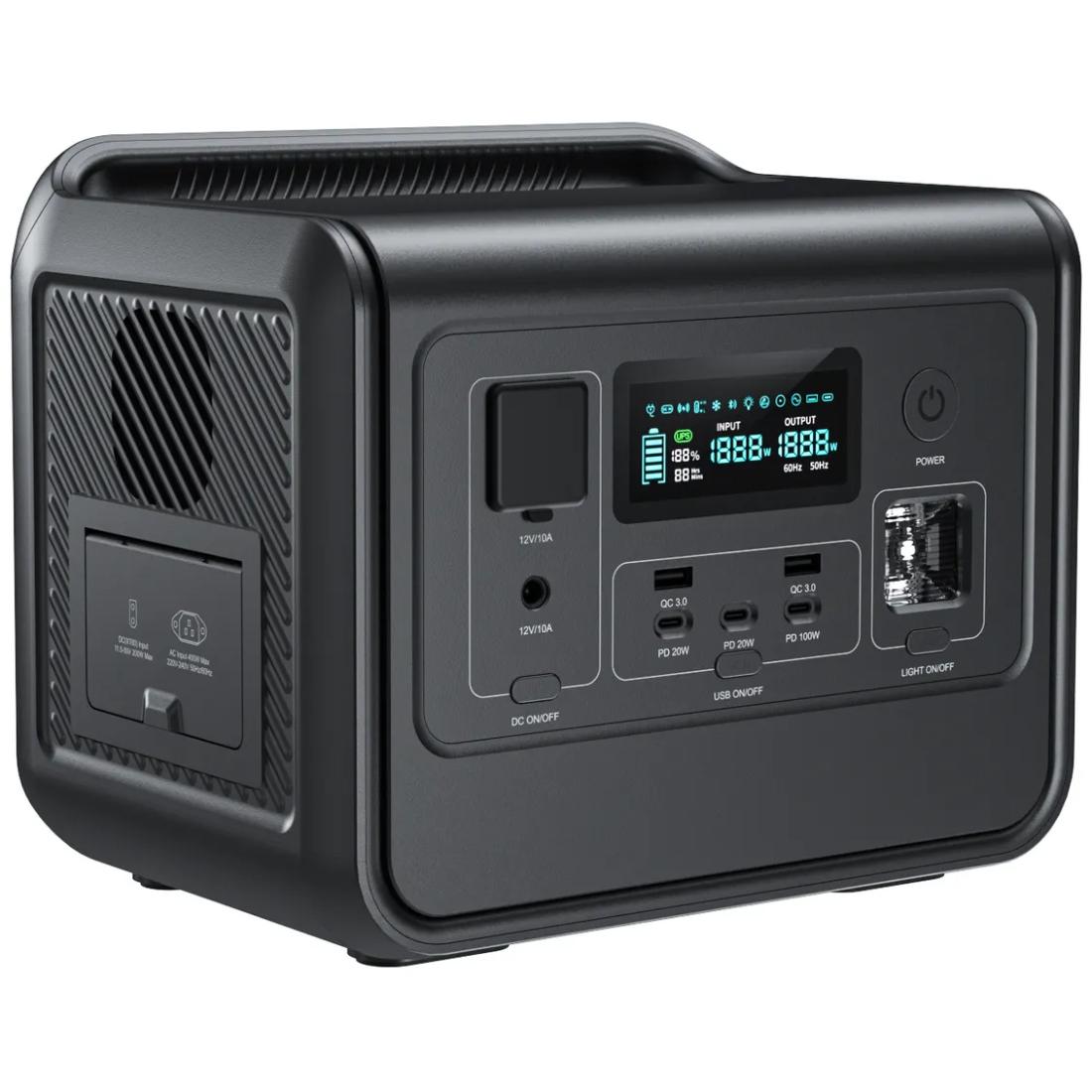 Зарядна станція портативна Choetech BS060 800W 512 Вт/г AC LiFePo4 MPPT UPS Type-C PD100 Вт Black (BS060-EU-GY)