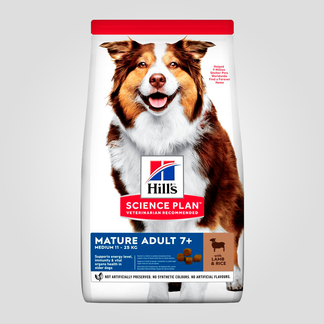 Корм сухой Hill's Science Plan Mature 7+ Medium Breed для собак средних пород старше 7 лет с ягненком 14 кг (20505020)