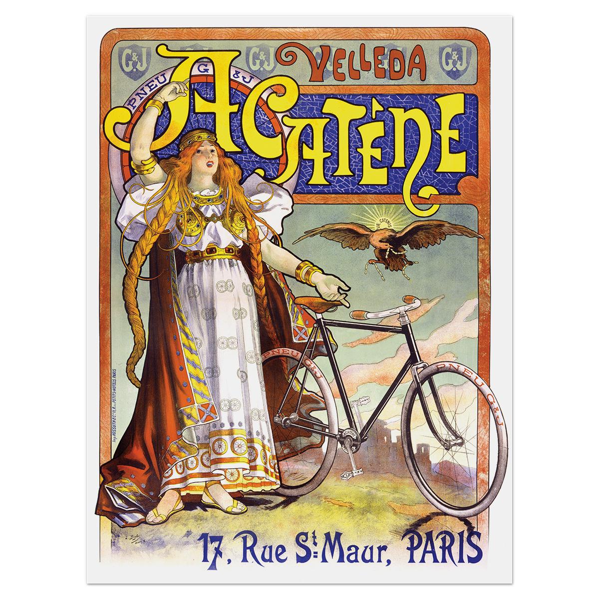Плакат винтажный Acatene Velleda 1898 63x84 см (0070)