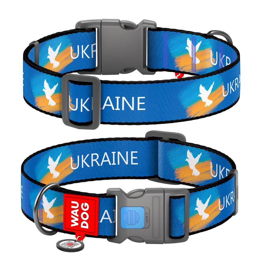 Нашийник для собак з QR-паспортом Waudog Nylon Прапор пластиковий фастекс XXL 35 мм 46-70 см Blue (284-0229) - фото 1 Нашийник для собак з QR-паспортом Waudog Nylon Прапор пластиковий фастекс XXL 35 мм 46-70 см Blue (284-0229) - фото 1