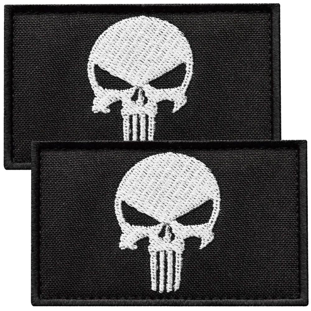 Набор шевронов с липучкой PUNISHER Череп Каратель 5х8 см 2 шт. Белый (24247)