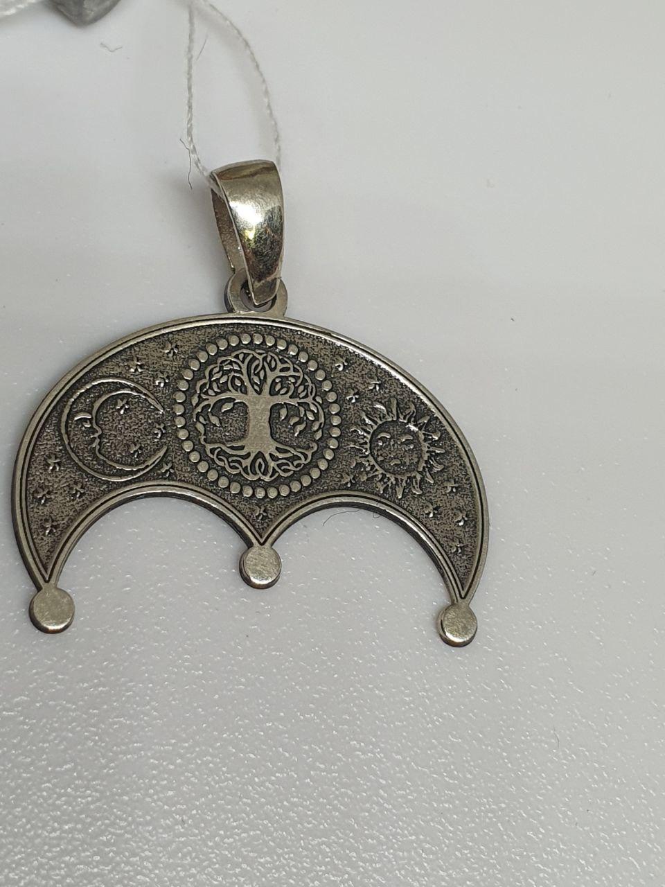 Срібна підвіска кулон амулет Лунниця з деревом роду 925 проба 2,5 см (2786034053)
