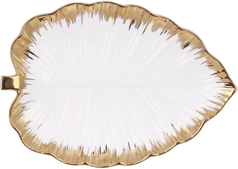 Блюда фарфоровые Gold Luxury Золотое Лист 2 шт. 26x18 см