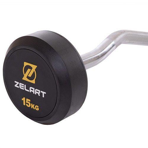 Штанга фиксированная изогнутая Rubber Coated Barbell Zelart TA-2687 15 кг Черный (58363067) - фото 3