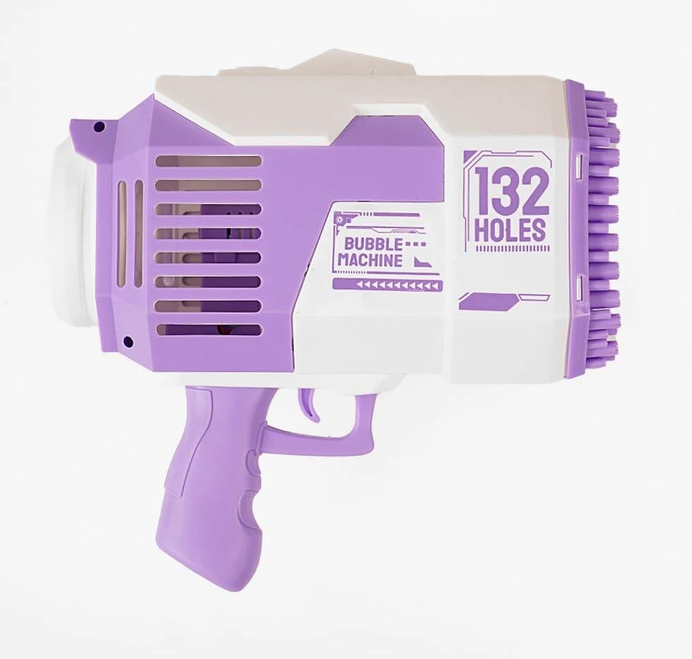 Пистолет игровой с мыльными пузырями/подсветка/132 отверстия Purple/White (155367)