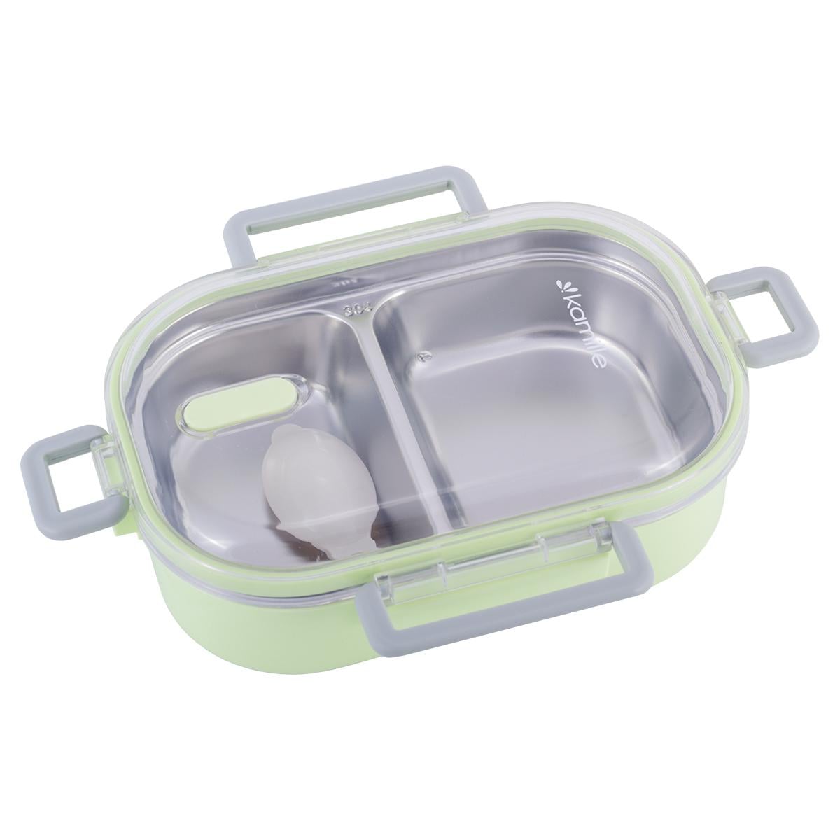 Ланч-бокс Kamille на 2 секции пластик/металл Зеленый (2118)