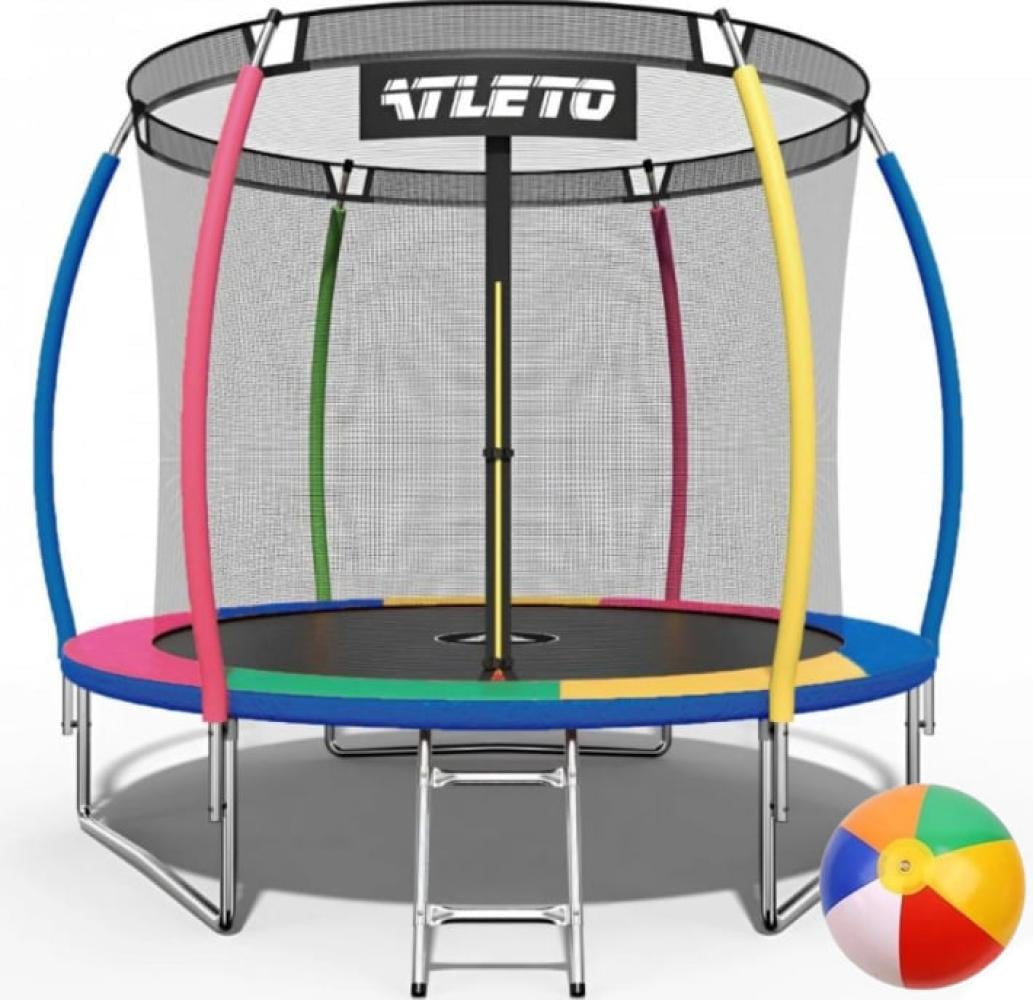 Батут Atleto с внутренней сеткой/лестницей 312 см Multikolor (4278)