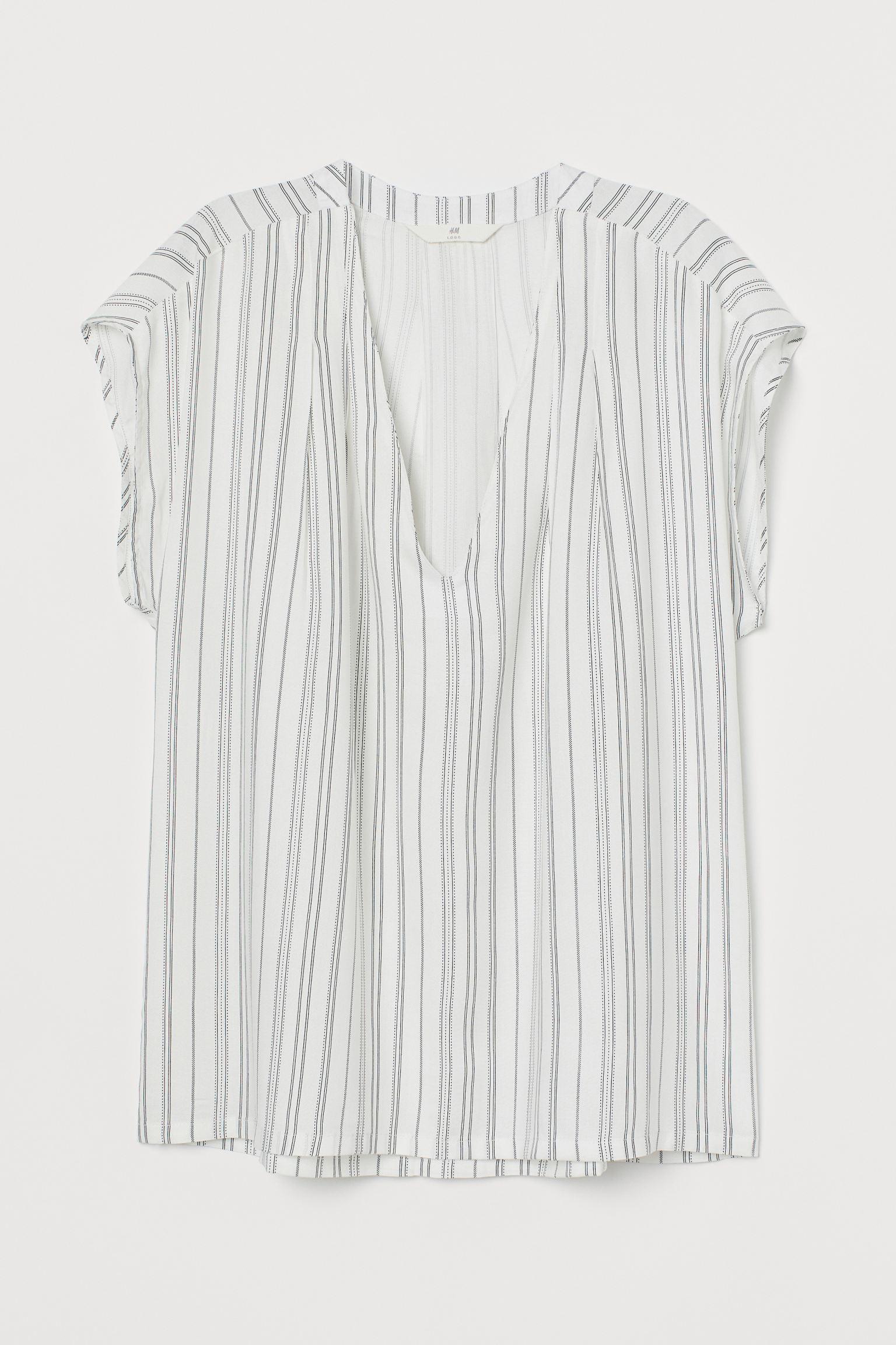 Блуза H&M чорна смужка р. 34 Білий (11077532370)