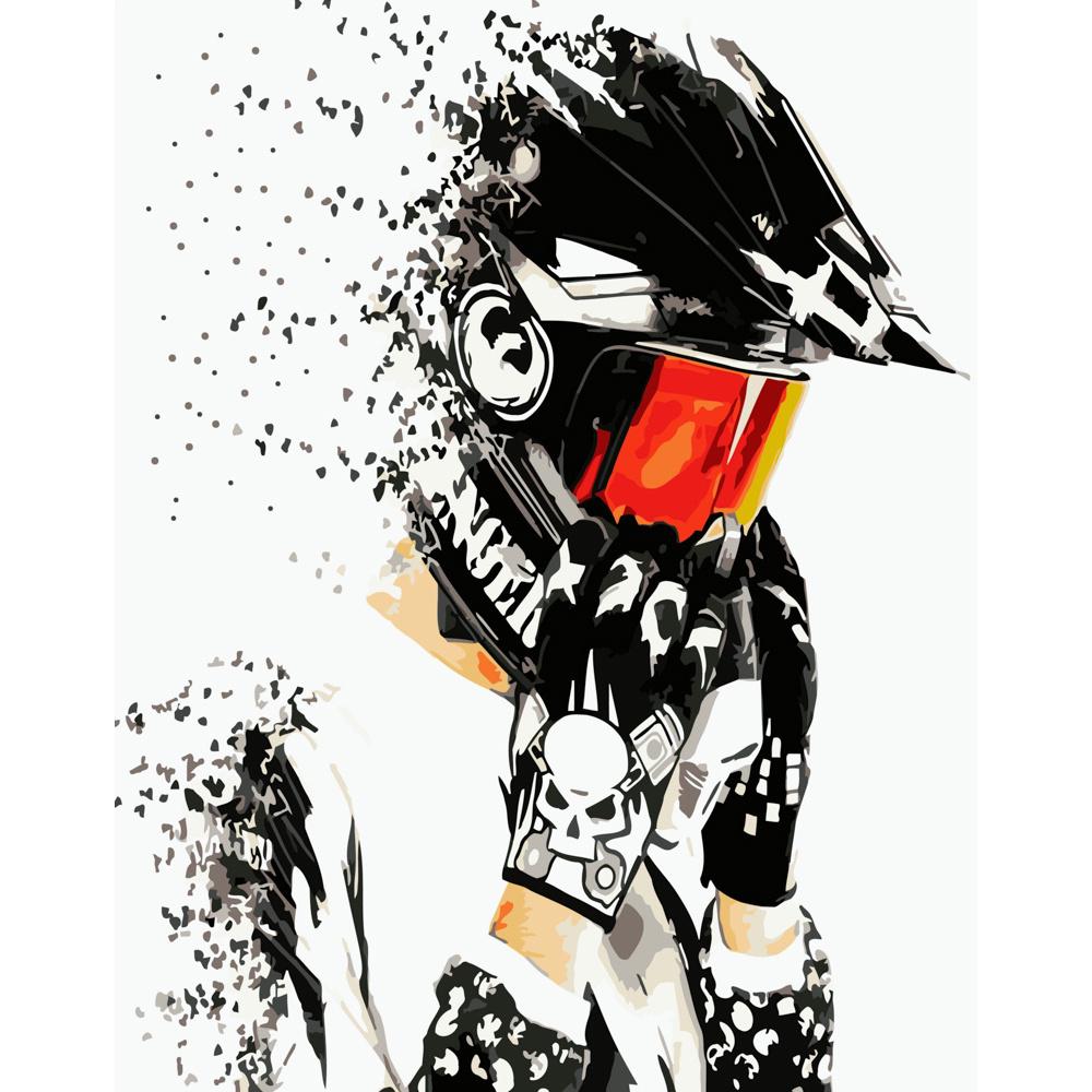 Картина по номерам Strateg Премиум Мото-гонщик 40х50 см (DY228)