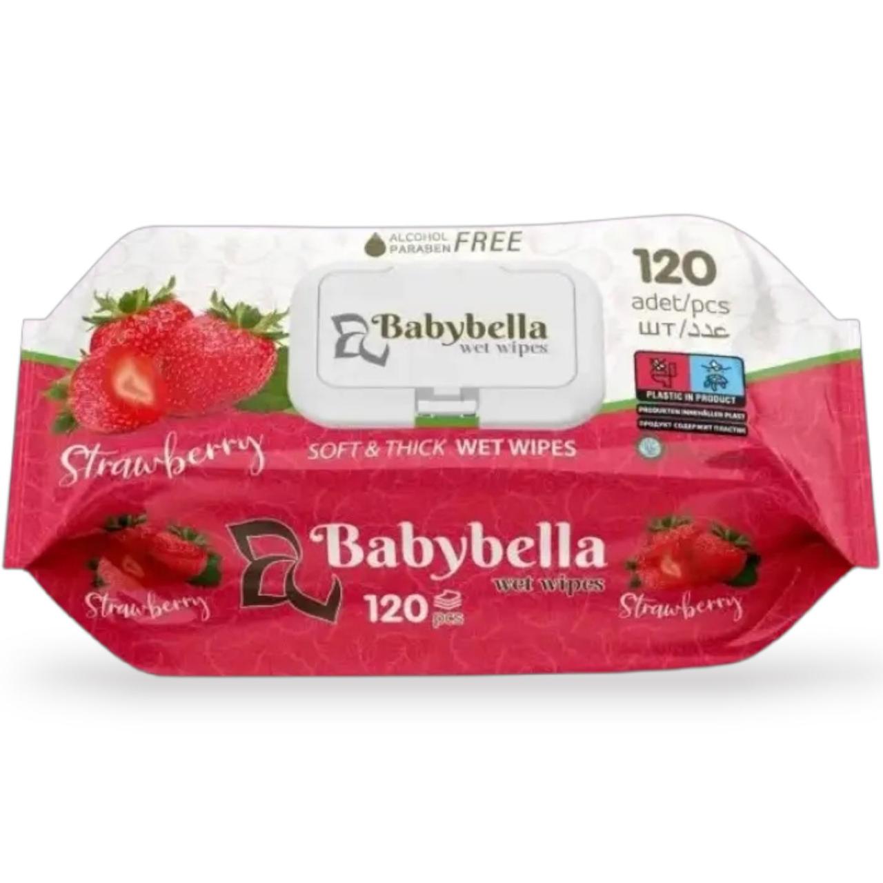 Влажные салфетки Babybella Soft&thick Клубника 120 шт. (420459)
