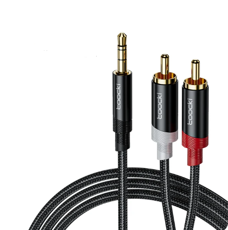 Аудіокабель TOOCKI AUX 3,5 mm 2RCA 1 м Чорний (TQ-X41BLK1)