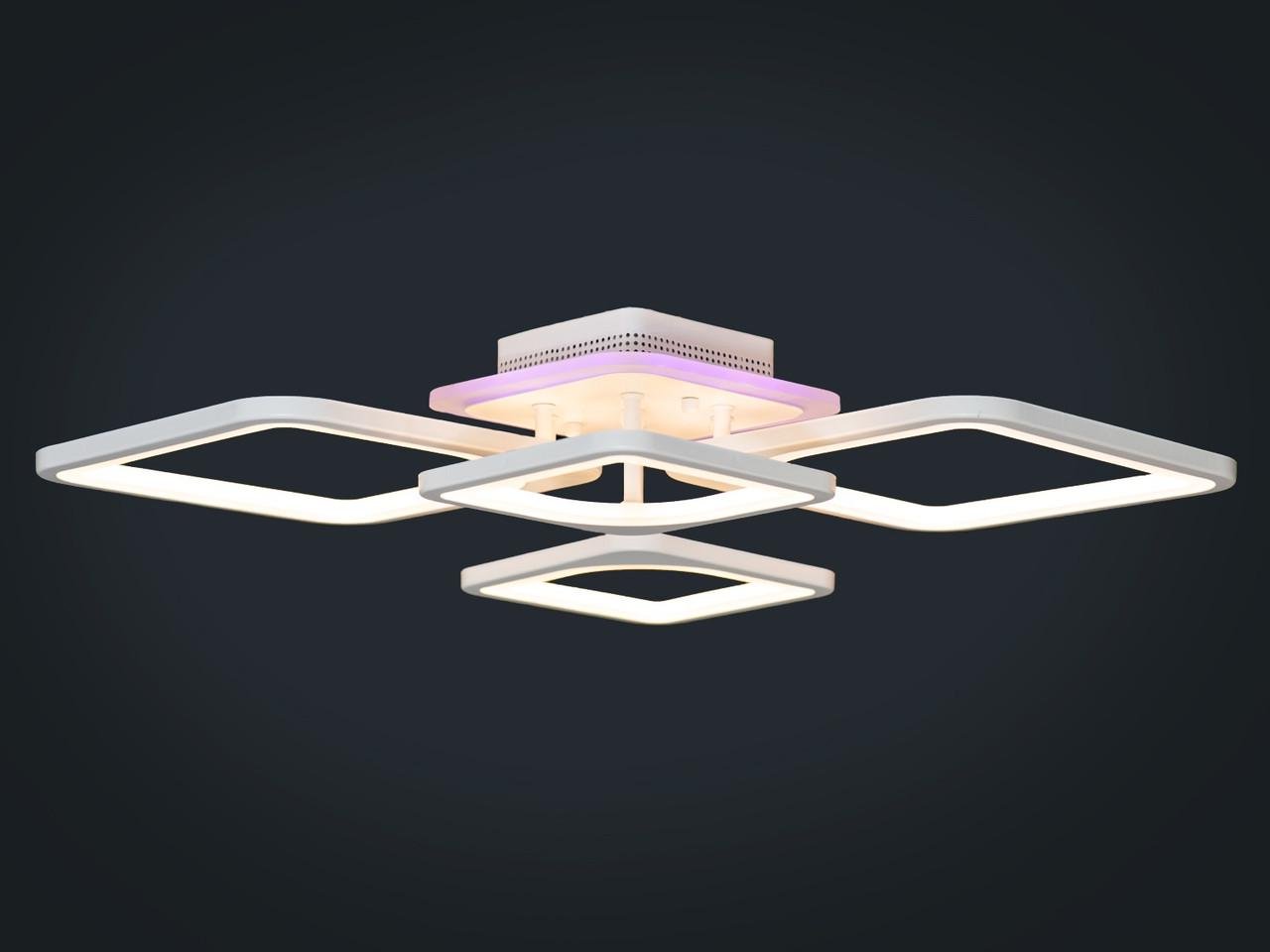 Люстра потолочная для невысоких потолков с подсветкой 8060-2+2WH-LS 100W на 15 м2 Белый (1426291556) - фото 4 Люстра потолочная для невысоких потолков с подсветкой 8060-2+2WH-LS 100W на 15 м2 Белый (1426291556) - фото 4