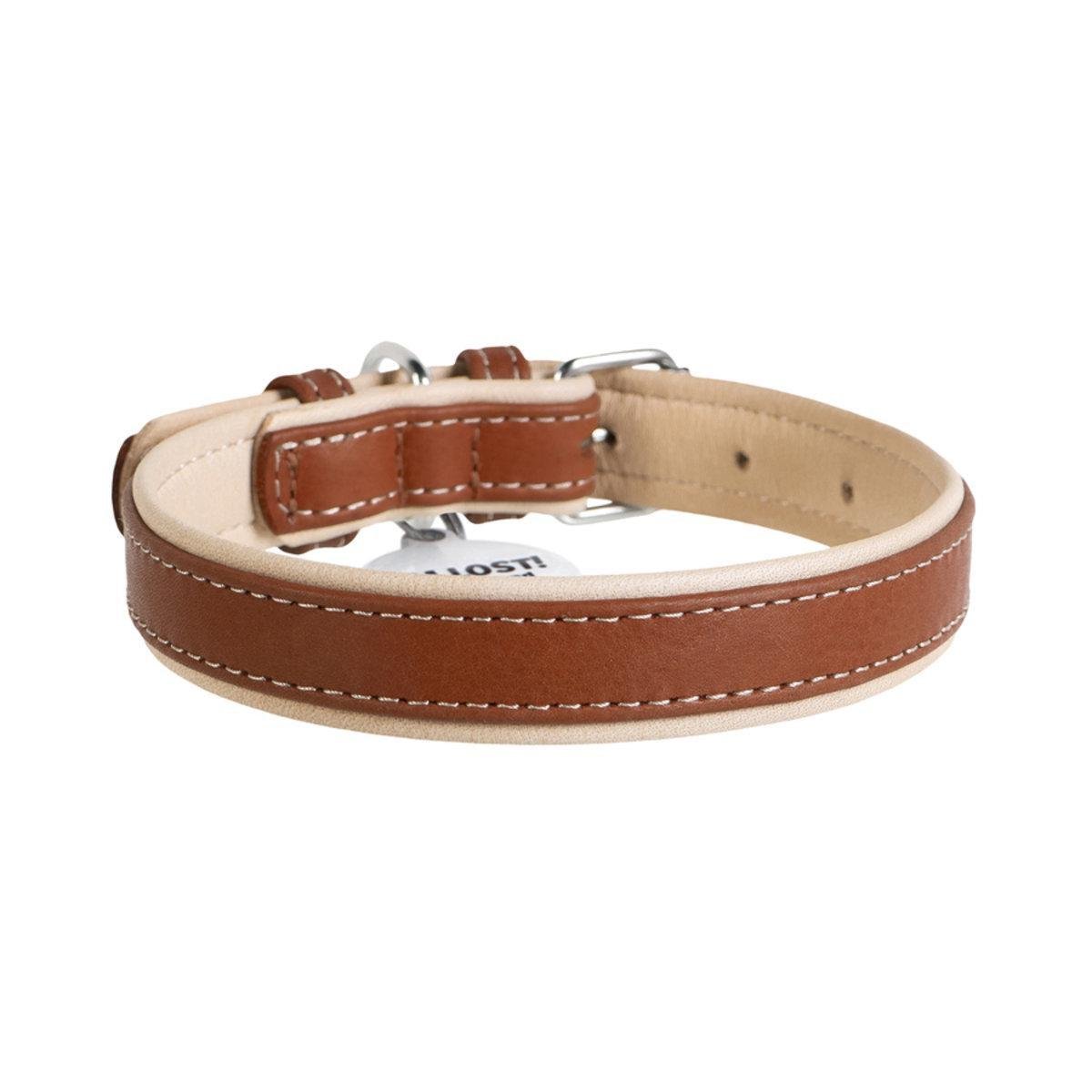 Ошейник для собак кожаный Waudog Soft с QR паспортом 35 мм х 57-71 см Коричневый (7217 Col)