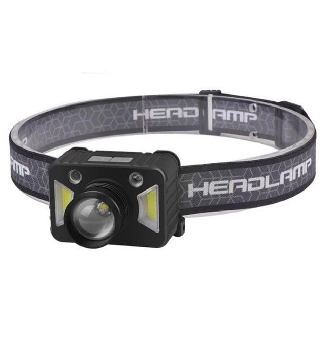 Фонарь налобный аккумуляторный XPE+COB 400 Лм Led Черный