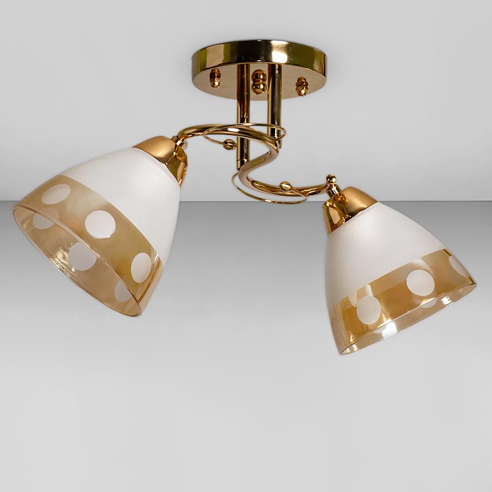 Люстра стельова Light House SC-18734/2 FG 450х240х260 мм Золотий/Білий/Бурштиновий