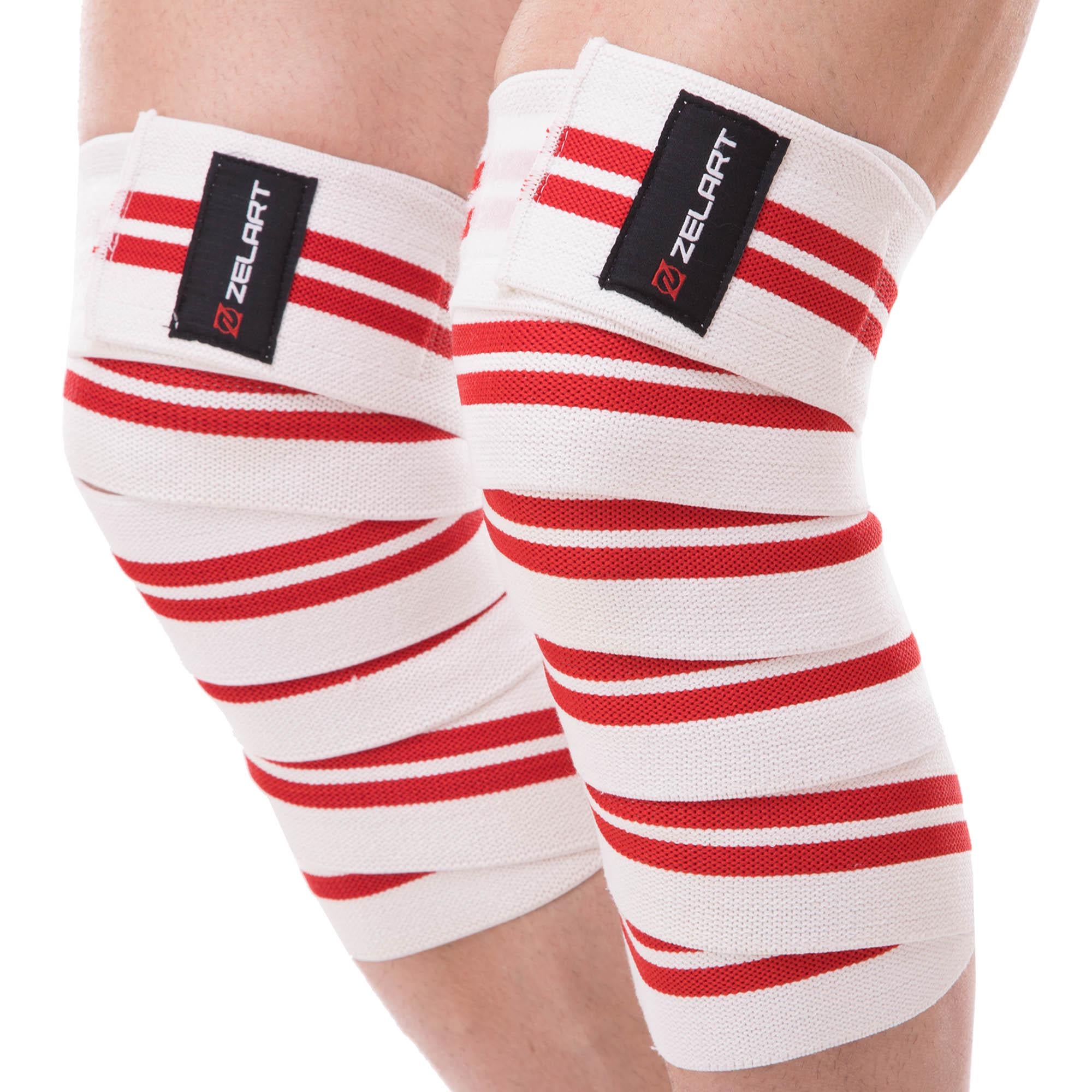 Бинт коленный для приседаний Zelart SB-167076 2 м 1 шт. Бело-красный (32510992)