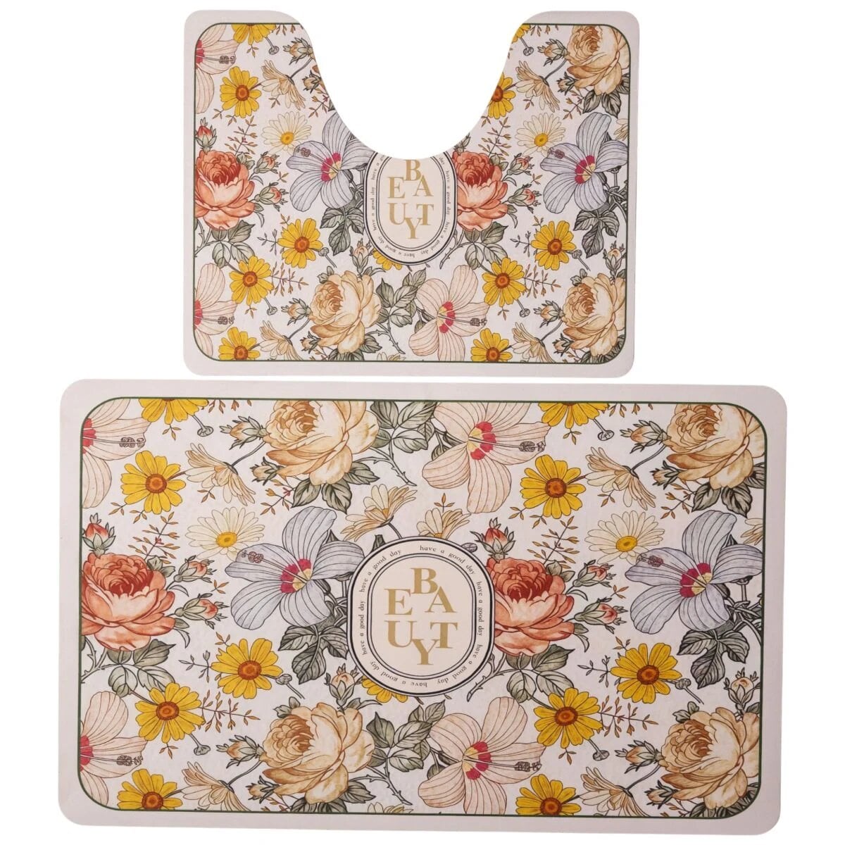 Набор диатомитовых ковриков для ванной Flowers Yiwu HP-42-174 80x50 и 50x40 см 2 шт.